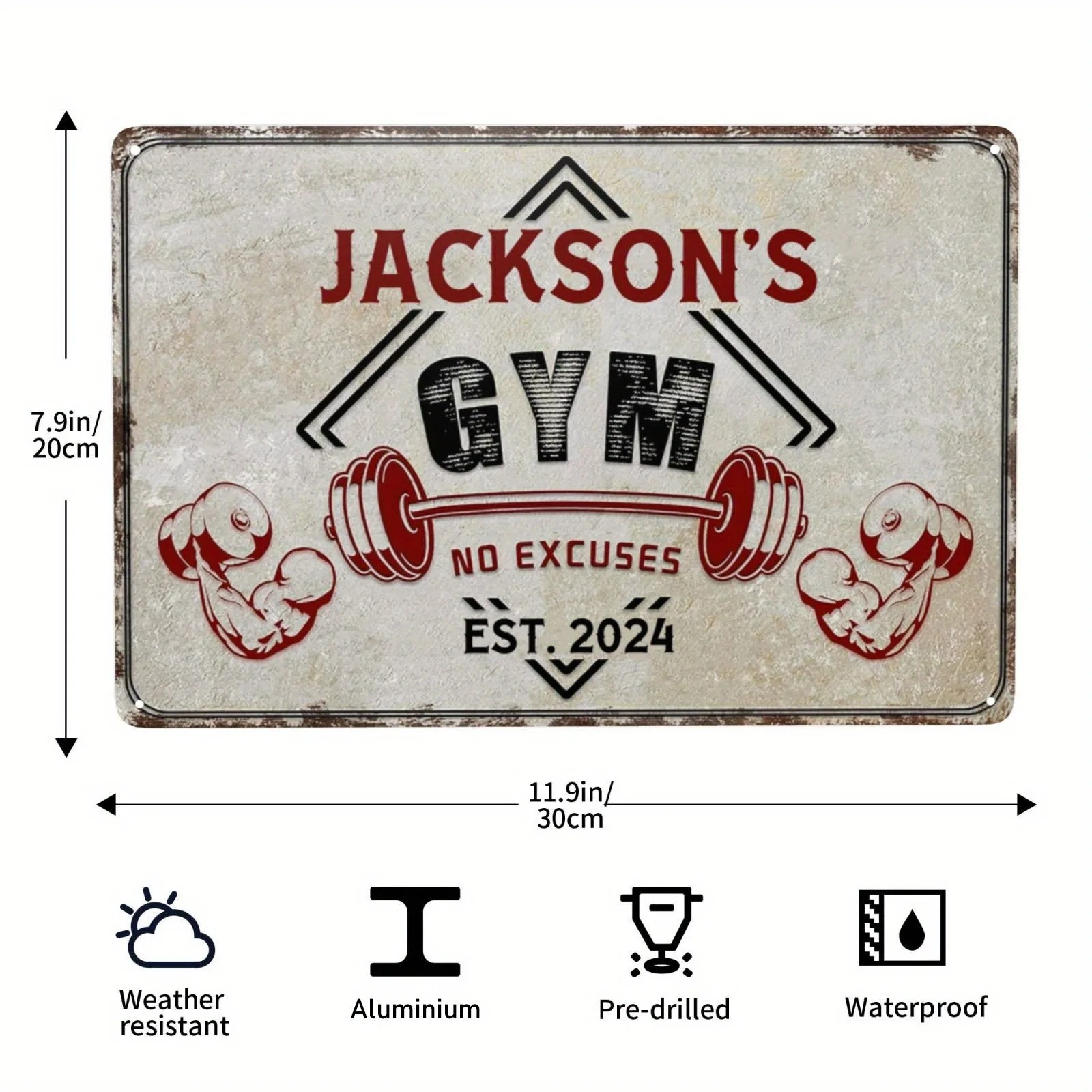 Home Gym Decor - [2D Flat] Customizable Personalized Vintage Name