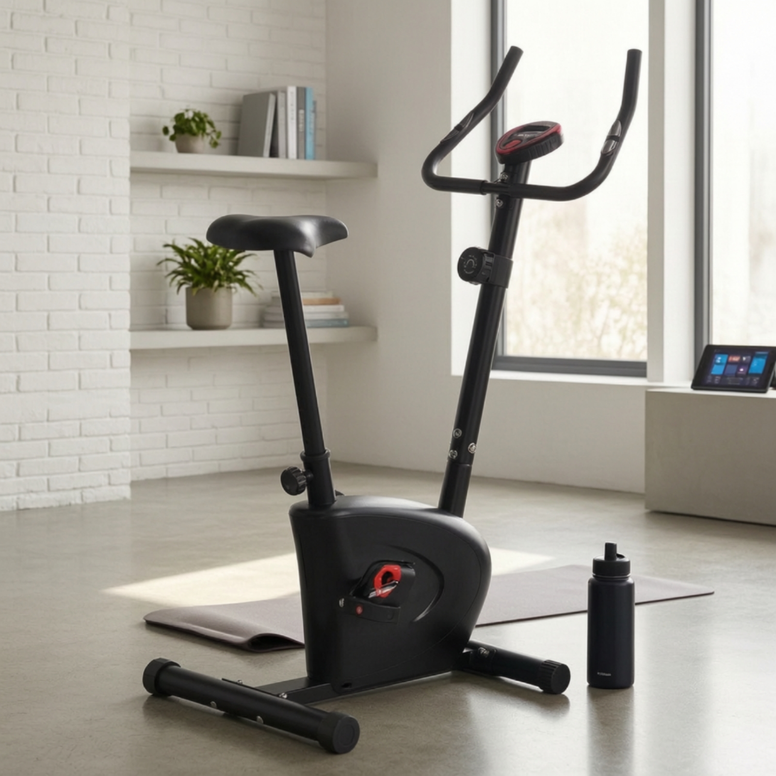 Home Gym No Equipment - Electromagnetic Exercise Bike Belt-Drive Upright Exercise