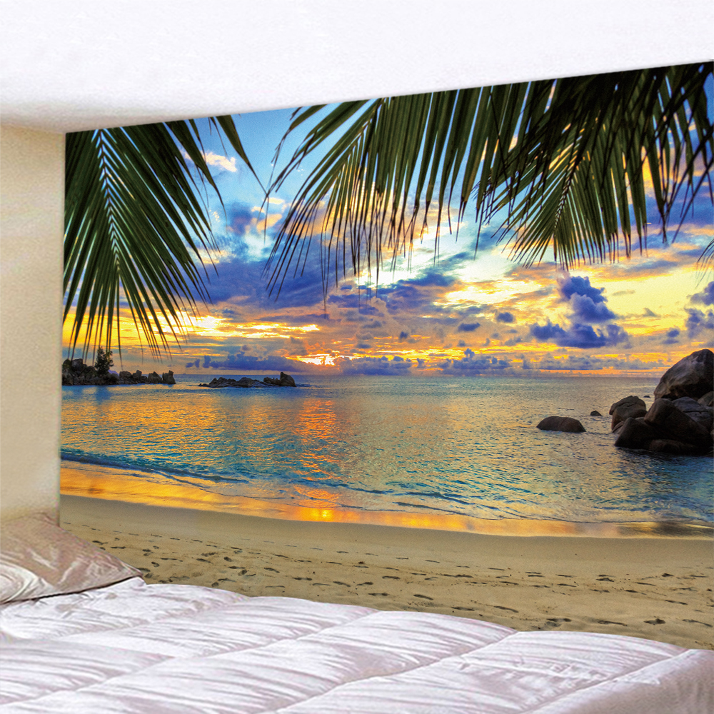 Home Gym Decor - Seaside Beach Sunset Psychedelic Scene Home