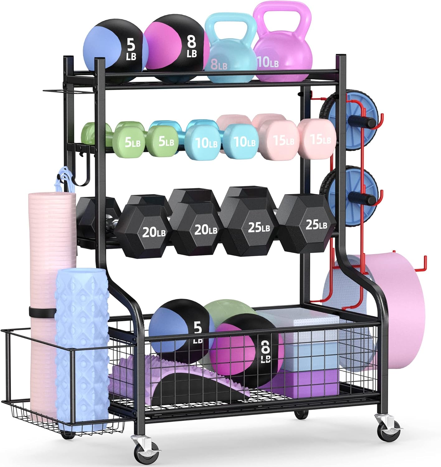 Home Gym Training - Home Gym Dumbbell Rack with Wheels,