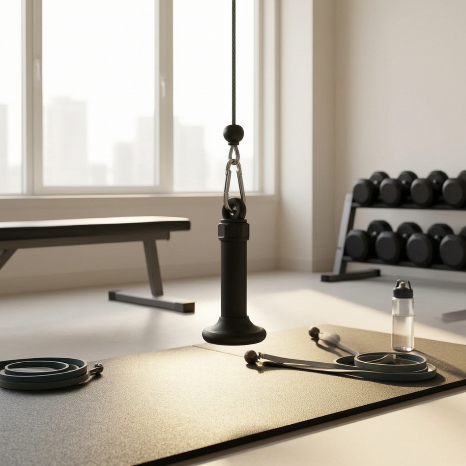 Home Gym Training - Cable Handle with Carabiner Compact Cable