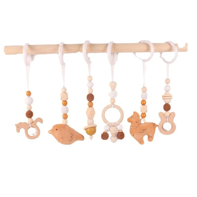 Home Gym Decor - 6Pcs Wooden Baby Toys Wooden Beech