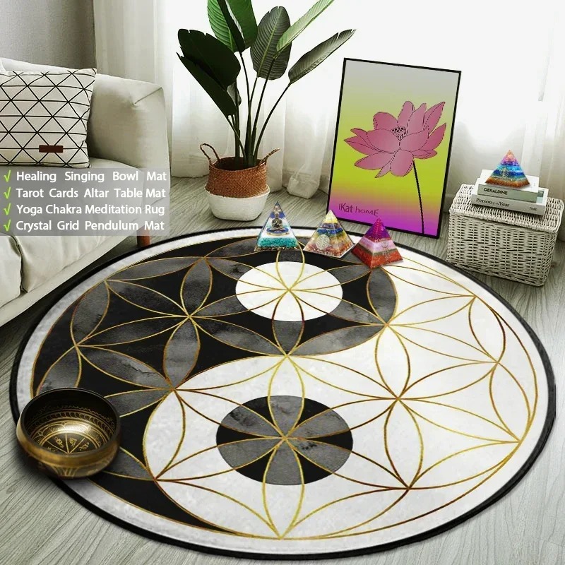 Yin Yang Taiji Round Rug Flowe - Home Gym Hyrox review and price