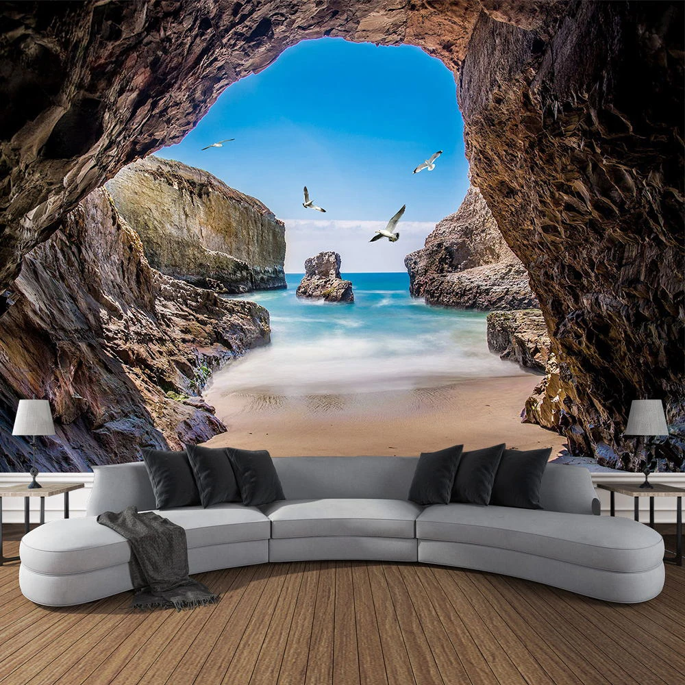 Mountain Cave Landscape Tapest - Home Gym Decor review and price