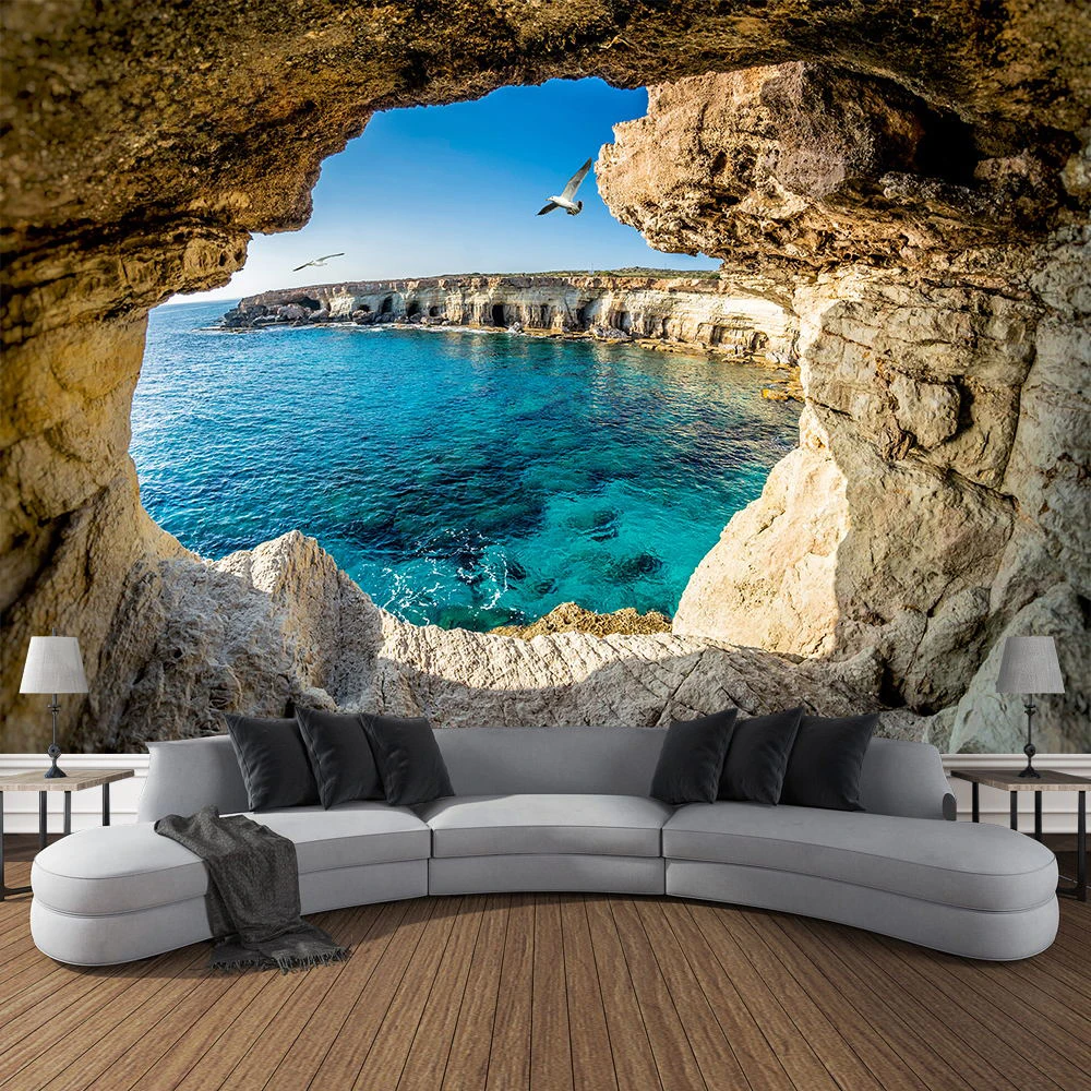Mountain Cave Landscape Tapest - Home Gym Decor review and price